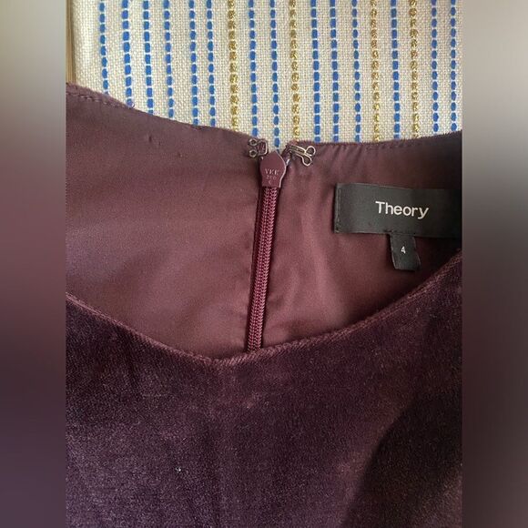 Theory Mini Dress Size 4 Wine  Velvet Long Sleeve Lined - Picture 4 of 15